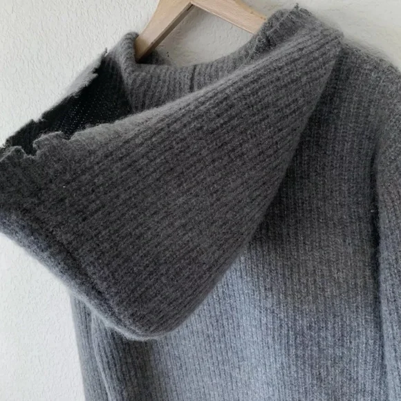NWOT RtA CELINE Hooded Sweater Dress Tunic Hoodie Cashmere Knit Ash Distressed - Picture 8 of 16